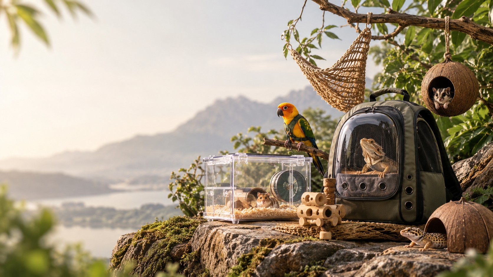 Nature-inspired HICE exotic pet lifestyle scene